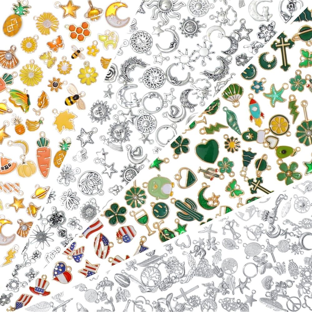 3549 230Pcs Charms for Jewelry Making Assorted Antique Silver Enamel Metal